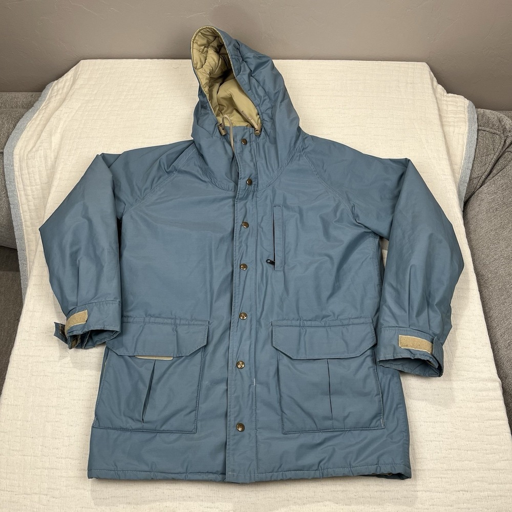Columbia Blue Raincoat with Tan Accents